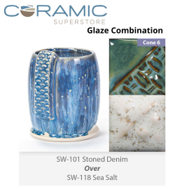 Stoned Denham SW-101 over Sea Salt SW-118 Stoneware Combination